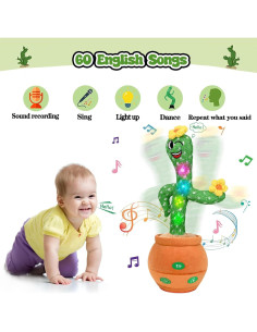 Juguete Cactus Hablante LGOUYGG 32 cm con Música y Luz 2