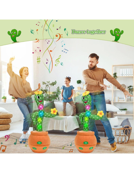 Juguete Cactus Hablante LGOUYGG 32 cm con Música y Luz