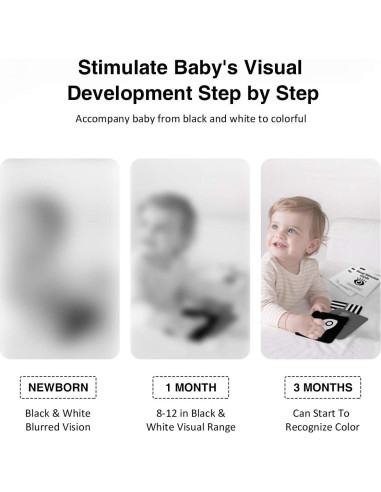 Tarjetas de Flash de Alto Contraste beiens para Bebés - 20 Páginas 14x14 cm