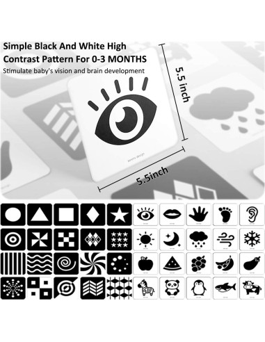 Tarjetas de Flash de Alto Contraste beiens para Bebés - 20 Páginas 14x14 cm