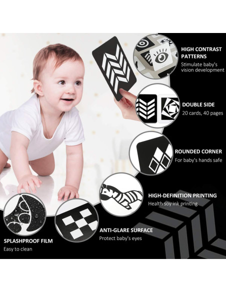 Tarjetas de Flash de Alto Contraste beiens para Bebés - 20 Páginas 14x14 cm
