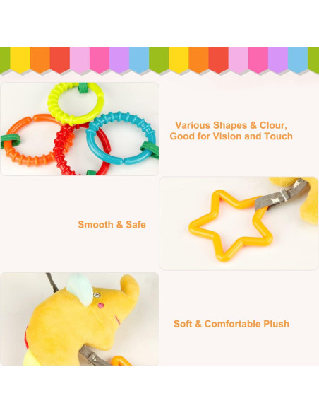 4 Juguetes Colgantes para Cochecito Bebé Sealive 30cm