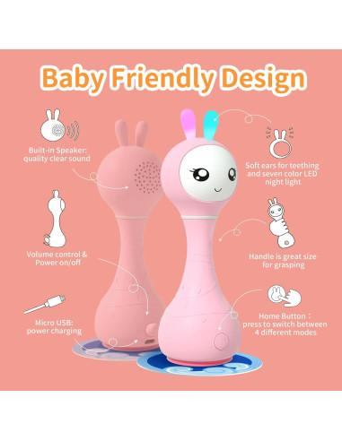 Sonajero Musical Alilo Smarty Bunny Rosa 0-24 Meses