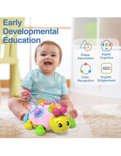 Juguete de Arrastre Musical Mariquita Rosa - Educativo 6-12 Meses 2