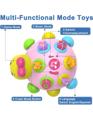 Juguete de Arrastre Musical Mariquita Rosa - Educativo 6-12 Meses