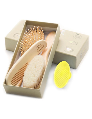 Juego de Cepillo y Peine para Bebés LTW - 4 Piezas Madera