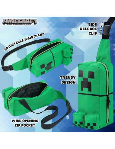 Bolsa Cruzada Minecraft Creeper Verde para Niños