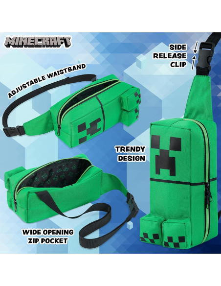 Bolsa Cruzada Minecraft Creeper Verde para Niños