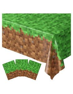 Cubierta de Mesa Pixel Miner Blue Orchards 3 Pzas 137x274 cm