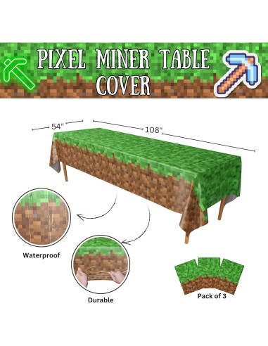 Cubierta de Mesa Pixel Miner Blue Orchards 3 Pzas 137x274 cm