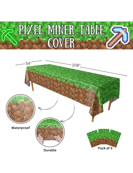 Cubierta de Mesa Pixel Miner Blue Orchards 3 Pzas 137x274 cm