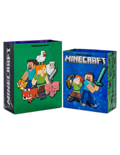 Paquete de 2 Bolsas de Regalo Hallmark Minecraft 26x33cm