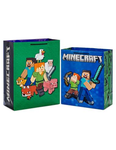 Paquete de 2 Bolsas de Regalo Hallmark Minecraft 26x33cm
