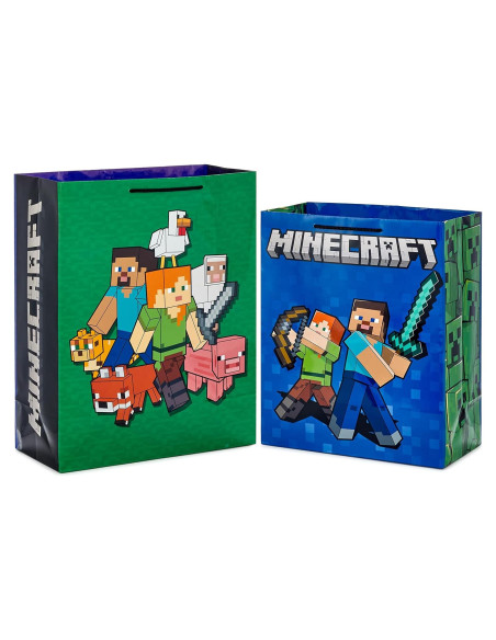 Paquete de 2 Bolsas de Regalo Hallmark Minecraft 26x33cm