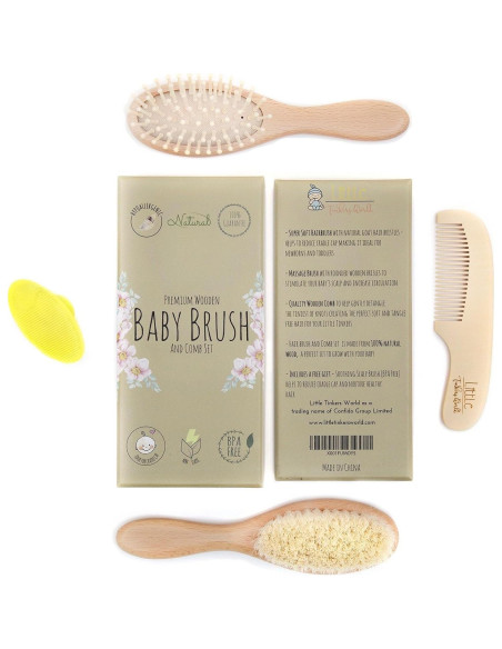 Juego de Cepillo y Peine para Bebés LTW - 4 Piezas Madera