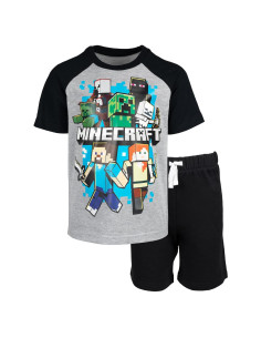 Conjunto camiseta y pantalones cortos Minecraft para niños