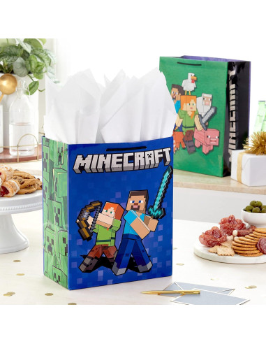 Paquete de 2 Bolsas de Regalo Hallmark Minecraft 26x33cm