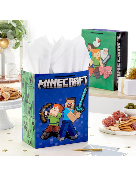 Paquete de 2 Bolsas de Regalo Hallmark Minecraft 26x33cm