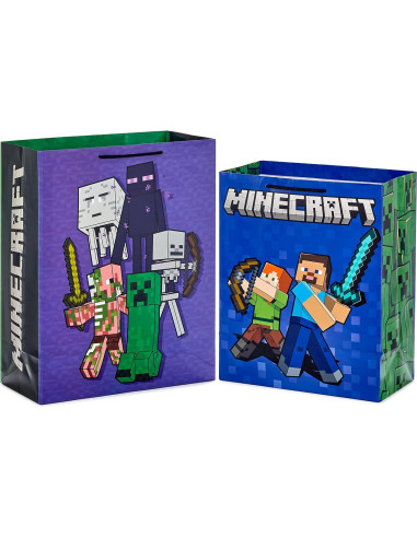 Paquete de 2 Bolsas de Regalo Hallmark Minecraft 26x33cm