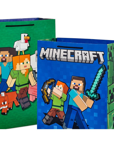Paquete de 2 Bolsas de Regalo Hallmark Minecraft 26x33cm