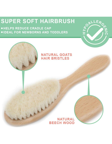 Juego de Cepillo y Peine para Bebés LTW - 4 Piezas Madera