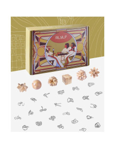 30 Piezas Rompecabezas de Ingenio RLYLF Madera y Metal 2