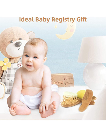 Juego de Cepillo y Peine para Bebés - 4 Piezas de Madera