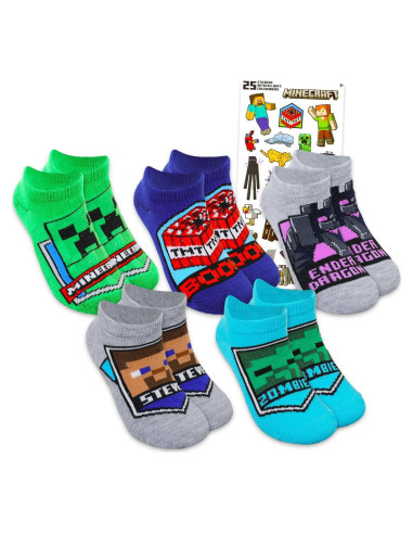 Conjunto de calcetines Minecraft para niños 5 pares 4-6 años