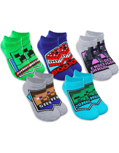 Conjunto de calcetines Minecraft para niños 5 pares 4-6 años