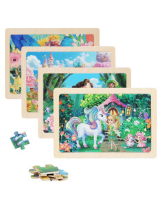 4 Juegos de Rompecabezas de Madera MAX JHQIQU 24 Piezas