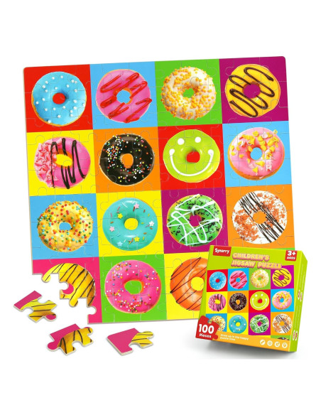 Rompecabezas de Madera 100 Piezas Donuts SYNARRY 40x40 cm
