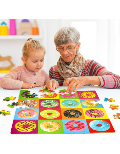 Rompecabezas de Madera 100 Piezas Donuts SYNARRY 40x40 cm