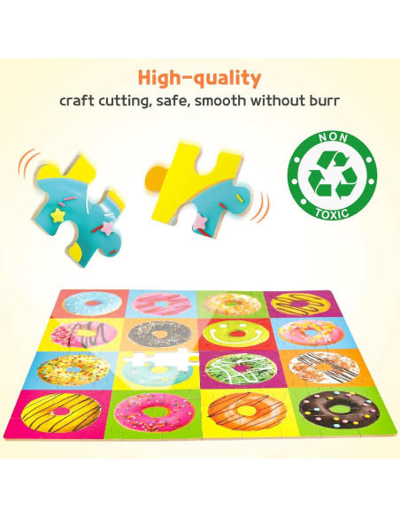 Rompecabezas de Madera 100 Piezas Donuts SYNARRY 40x40 cm