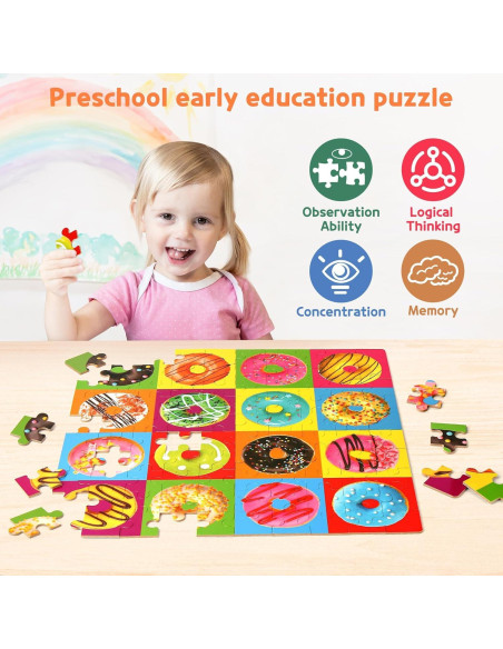 Rompecabezas de Madera 100 Piezas Donuts SYNARRY 40x40 cm