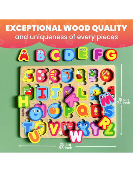Puzzle Montessori Alfabeto Quokka Madera 24,89x18,74cm