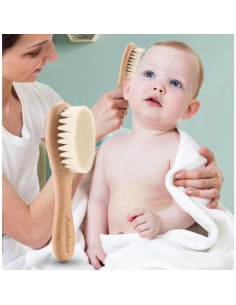 Cepillo para Bebés Szabeisa de Madera Natural con Cerdas de Cabra 2