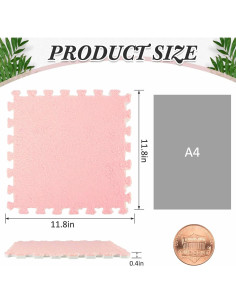 Flutesan 15 Piezas Baldosas de Alfombra EVA Rosa y Púrpura 2