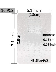 10 Juegos de Rompecabezas A5 Sublimación 48 Piezas MS WGO 2