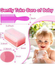 Set de Cepillos para Costra Láctea Bebés YESYBC Rosa 2