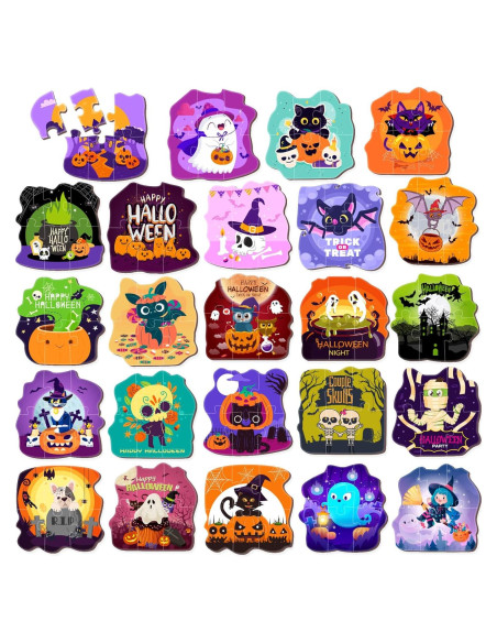 Paquete de 24 Rompecabezas de Halloween para Niños - HFAYDZSW