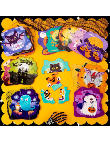 Paquete de 24 Rompecabezas de Halloween para Niños - HFAYDZSW