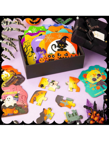 Paquete de 24 Rompecabezas de Halloween para Niños - HFAYDZSW