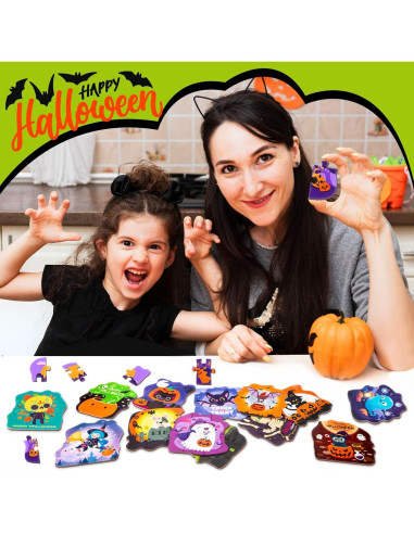 Paquete de 24 Rompecabezas de Halloween para Niños - HFAYDZSW