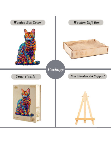 Rompecabezas de Madera Jigfoxy Gato 130 Piezas 20x15.6cm