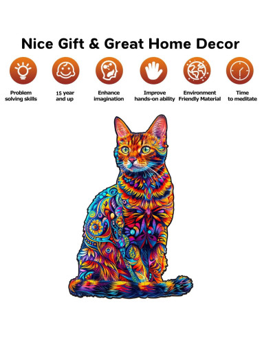 Rompecabezas de Madera Jigfoxy Gato 130 Piezas 20x15.6cm