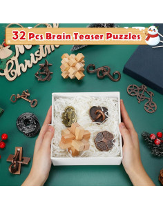 Rompecabezas de Ingenio 32 Piezas Metal y Madera IQ Seenelling 2