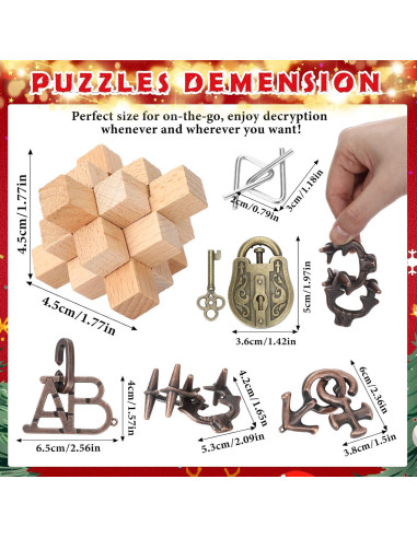 Rompecabezas de Ingenio 32 Piezas Metal y Madera IQ Seenelling