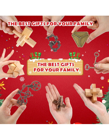 Rompecabezas de Ingenio 32 Piezas Metal y Madera IQ Seenelling