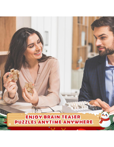 Rompecabezas de Ingenio 32 Piezas Metal y Madera IQ Seenelling