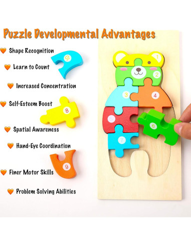 Rompecabezas de Madera Montessori Mama para Niños 2-4 Años